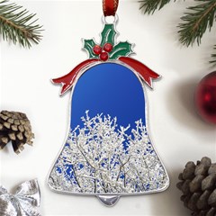 Crown-aesthetic-branches-hoarfrost- Metal Holly Leaf Bell Ornament by Ket1n9