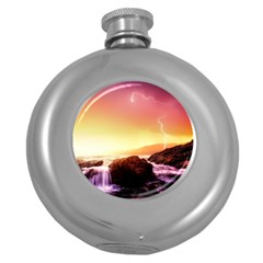 California-sea-ocean-pacific Round Hip Flask (5 oz)