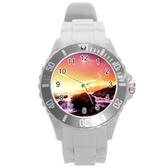 California-sea-ocean-pacific Round Plastic Sport Watch (L)