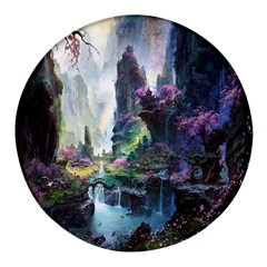 Fantastic World Fantasy Painting Round Glass Fridge Magnet (4 Pack) by Ket1n9