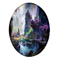 Fantastic World Fantasy Painting Oval Glass Fridge Magnet (4 Pack) by Ket1n9