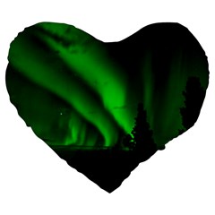 Aurora-borealis-northern-lights- Large 19  Premium Flano Heart Shape Cushions by Ket1n9