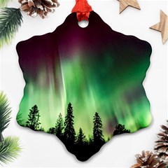 Aurora-borealis-northern-lights Snowflake Ornament (two Sides) by Ket1n9