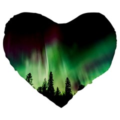 Aurora-borealis-northern-lights Large 19  Premium Flano Heart Shape Cushions by Ket1n9