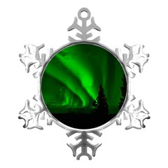 Aurora-borealis-northern-lights- Metal Small Snowflake Ornament