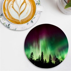 Aurora-borealis-northern-lights Uv Print Round Tile Coaster by Ket1n9