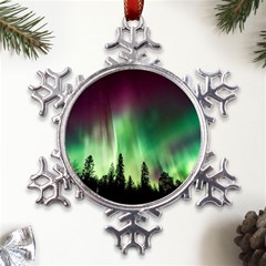 Aurora-borealis-northern-lights Metal Large Snowflake Ornament by Ket1n9