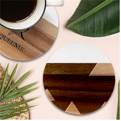 Abstract Triangle Wallpaper Marble Wood Coaster (round) by Ket1n9