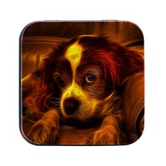 Cute 3d Dog Square Metal Box (black) by Ket1n9