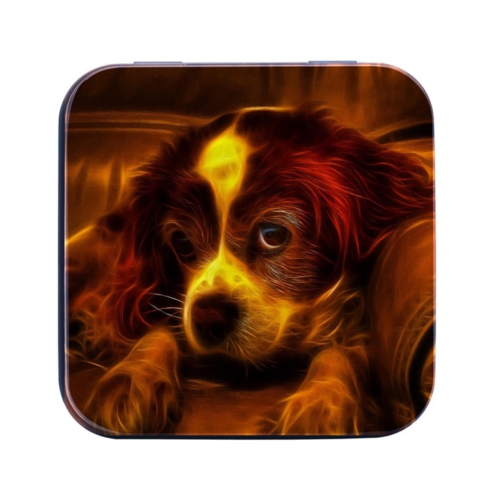 Cute 3d Dog Square Metal Box (Black)