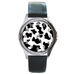 Animal-print-black-and-white-black Round Metal Watch by Ket1n9