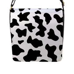 Animal-print-black-and-white-black Flap Closure Messenger Bag (l) by Ket1n9