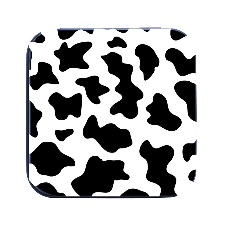 Animal-print-black-and-white-black Square Metal Box (Black)