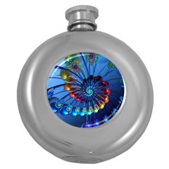 Top Peacock Feathers Round Hip Flask (5 Oz) by Ket1n9