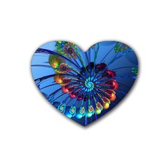 Top Peacock Feathers Rubber Heart Coaster (4 Pack) by Ket1n9