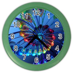 Top Peacock Feathers Color Wall Clock by Ket1n9