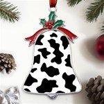 Animal-print-black-and-white-black Metal Holly Leaf Bell Ornament Front