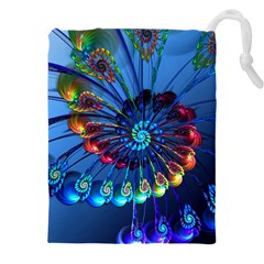 Top Peacock Feathers Drawstring Pouch (5xl) by Ket1n9