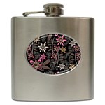 Flower Art Pattern Hip Flask (6 oz) Front