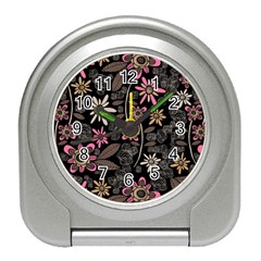 Flower Art Pattern Travel Alarm Clock by Ket1n9