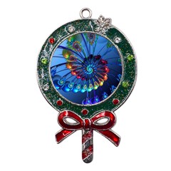 Top Peacock Feathers Metal X mas Lollipop With Crystal Ornament by Ket1n9