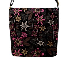 Flower Art Pattern Flap Closure Messenger Bag (l) by Ket1n9