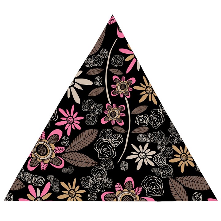 Flower Art Pattern Wooden Puzzle Triangle