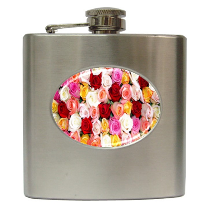 Rose Color Beautiful Flowers Hip Flask (6 oz)