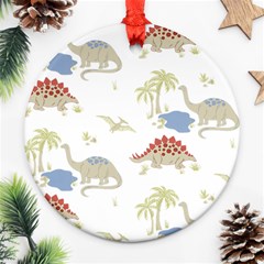 Dinosaur Art Pattern Ornament (round) by Ket1n9