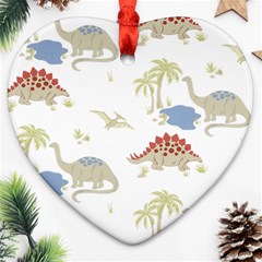 Dinosaur Art Pattern Ornament (heart) by Ket1n9