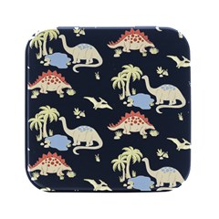 Dinosaur Art Pattern Square Metal Box (black)