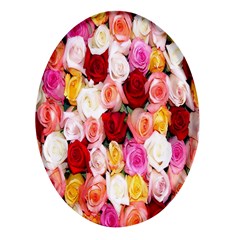 Rose Color Beautiful Flowers Oval Glass Fridge Magnet (4 Pack) by Ket1n9