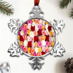 Rose Color Beautiful Flowers Metal Small Snowflake Ornament by Ket1n9