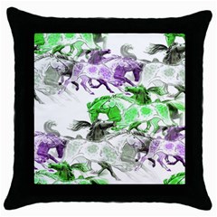 Horse-horses-animal-world-green Throw Pillow Case (black) by Ket1n9