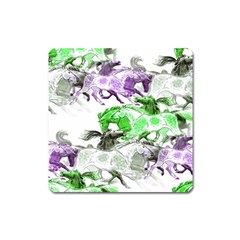 Horse-horses-animal-world-green Square Magnet by Ket1n9