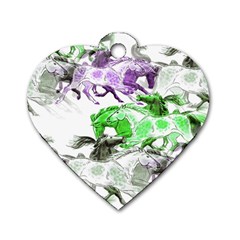 Horse-horses-animal-world-green Dog Tag Heart (two Sides) by Ket1n9