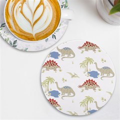 Dinosaur Art Pattern Uv Print Round Tile Coaster by Ket1n9