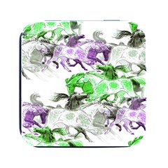 Horse-horses-animal-world-green Square Metal Box (black) by Ket1n9