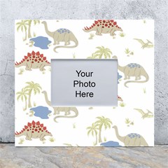 Dinosaur Art Pattern White Wall Photo Frame 5  X 7  by Ket1n9