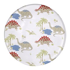 Dinosaur Art Pattern Round Glass Fridge Magnet (4 Pack) by Ket1n9