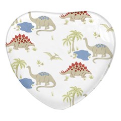 Dinosaur Art Pattern Heart Glass Fridge Magnet (4 Pack) by Ket1n9