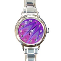 Purple-star-sun-sunshine-fractal Round Italian Charm Watch by Ket1n9