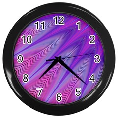 Purple-star-sun-sunshine-fractal Wall Clock (black) by Ket1n9