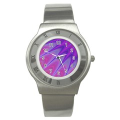 Purple-star-sun-sunshine-fractal Stainless Steel Watch by Ket1n9