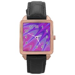 Purple-star-sun-sunshine-fractal Rose Gold Leather Watch  by Ket1n9