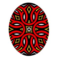 Traditional Art Pattern Oval Glass Fridge Magnet (4 Pack)