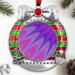 Purple-star-sun-sunshine-fractal Metal X mas Ribbon With Red Crystal Round Ornament by Ket1n9