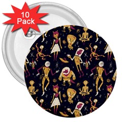 Alien Surface Pattern 3  Buttons (10 Pack)  by Ket1n9