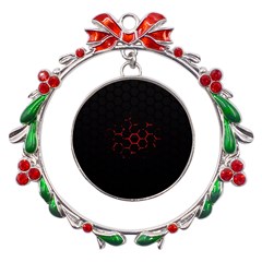 Abstract Pattern Honeycomb Metal X mas Wreath Ribbon Ornament by Ket1n9