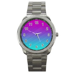 Background-pink-blue-gradient Sport Metal Watch by Ket1n9